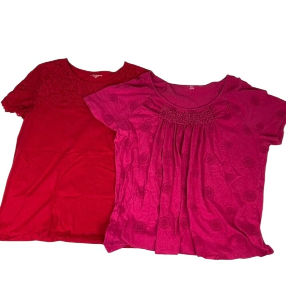 Women’s Tops Bundle 1X XL – St. John’s Bay & Laura Scott Red/Coral Lot of 2